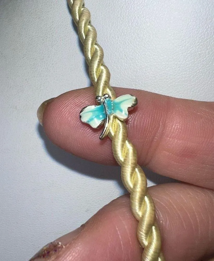 Enameled Flower and Ladybug Pendant on Silk Cord Necklace - Image 6