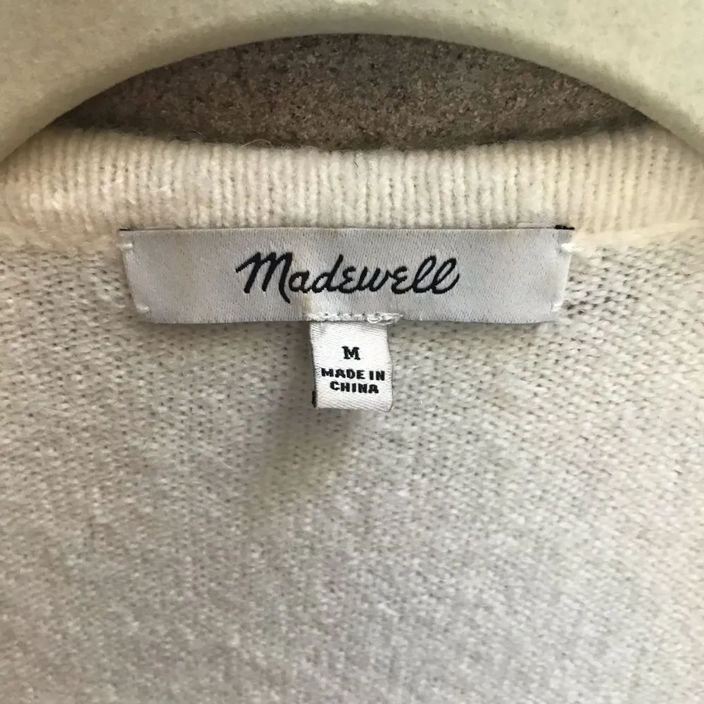 Madewell KENT COLORBLOCK CARDIGAN IN ANTIQUE CREAM Tan Medium Alpaca Wool - Image 5