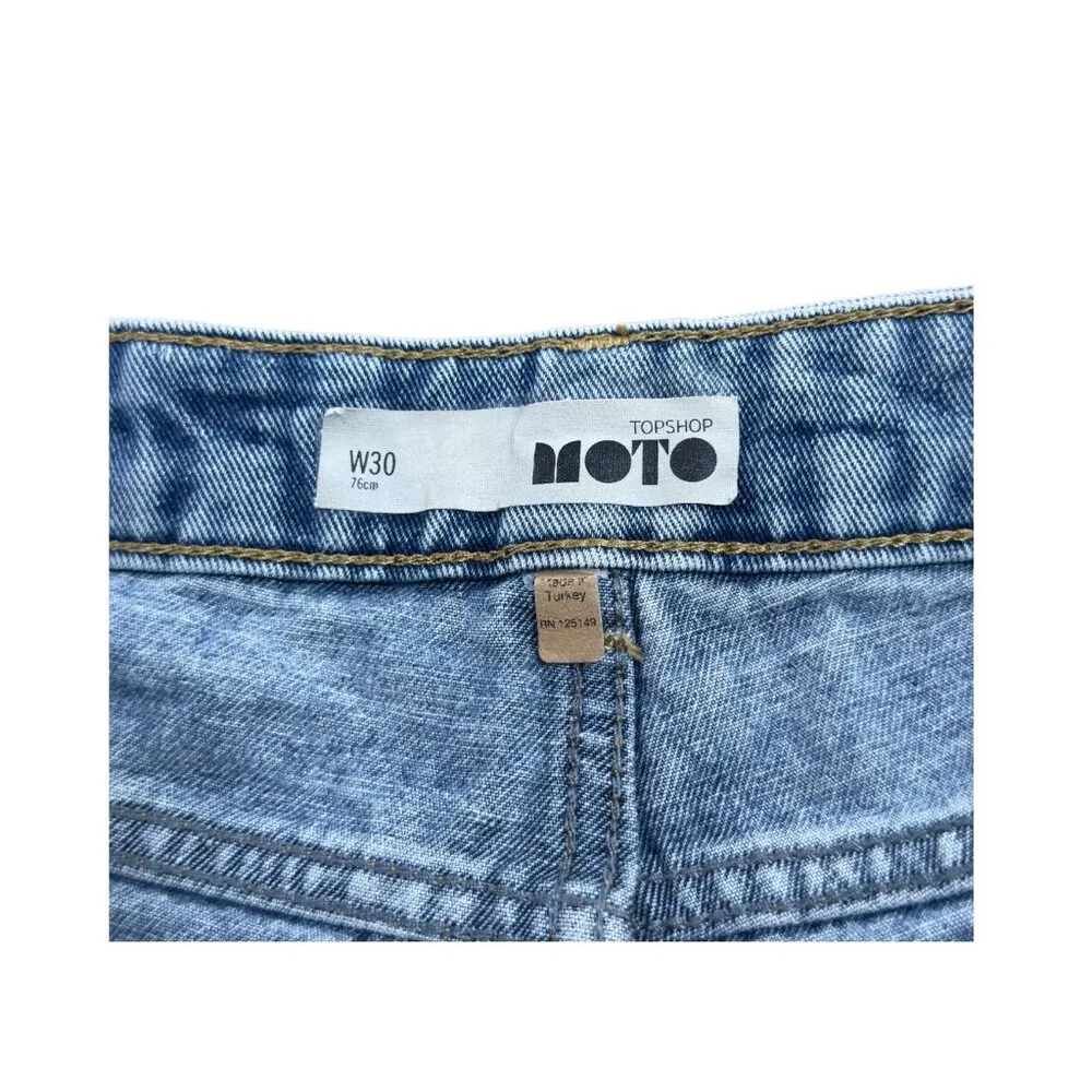 Topshop Moto Denim Shorts Size W30 Cotton Highwaisted Cutoff Jean Shorts - Image 3
