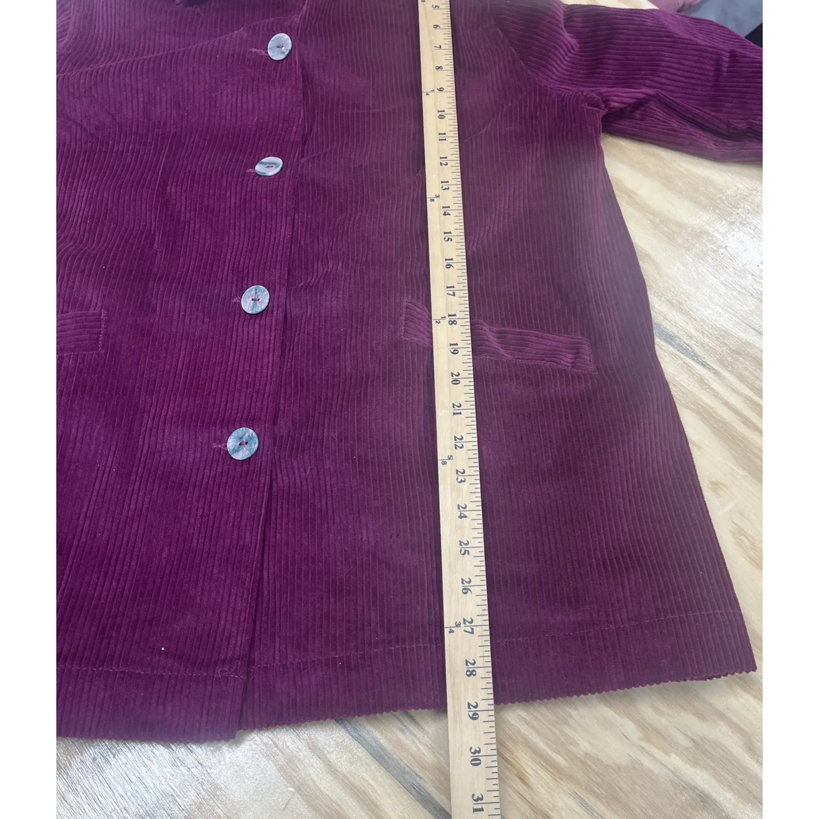 Woman Within Wide Wale Corduroy Shacket Button Chore Jacket Size 14/16 Purple - Image 11