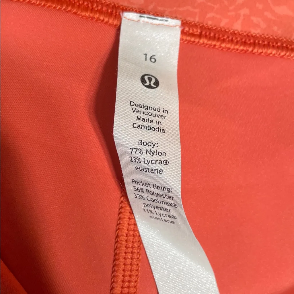 Lululemon Athletica Bright Leggings Wunder Train High-Rise Crunch Warm Orange 16 - Image 7