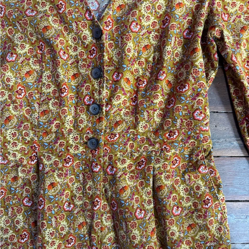 Madewell Corduroy Puffsleeve Floral 70’s Inspired Jumpsuit ~ Size 8 💛🍄 - Image 9