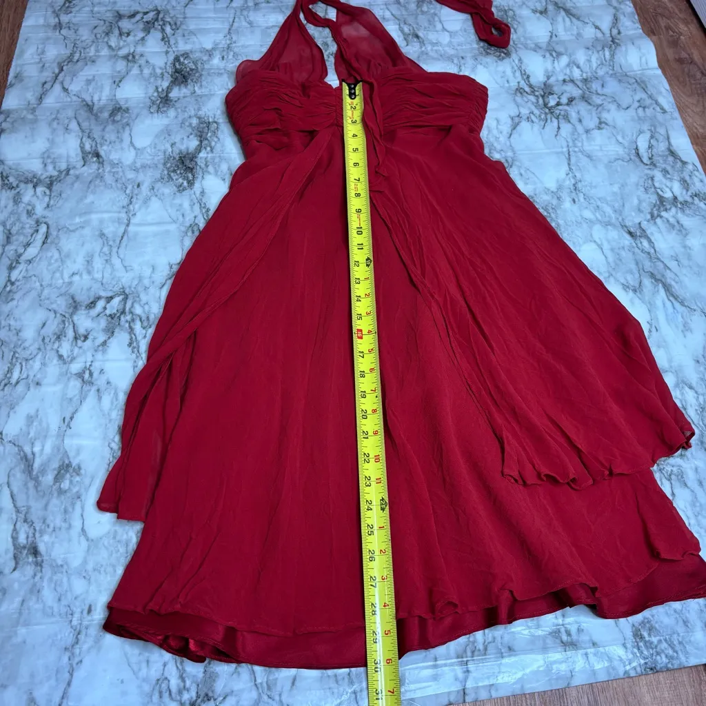 Donna Ricco 100% Silk Red V Neck hater top mini dress size 8 Y2K vintage retro - Image 4