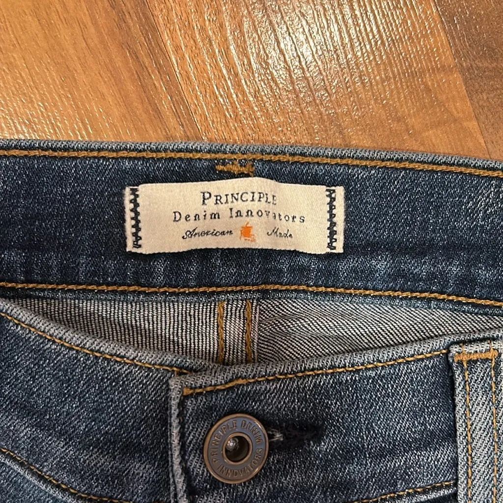 Women’s Principle denim jeans size‎ 30 preppy pink stripe dark wash straight - Image 3