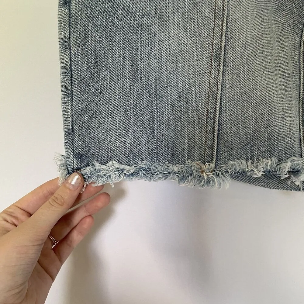 Express original cotton vintage high rise jean skirt frayed edges pockets casual - Image 3