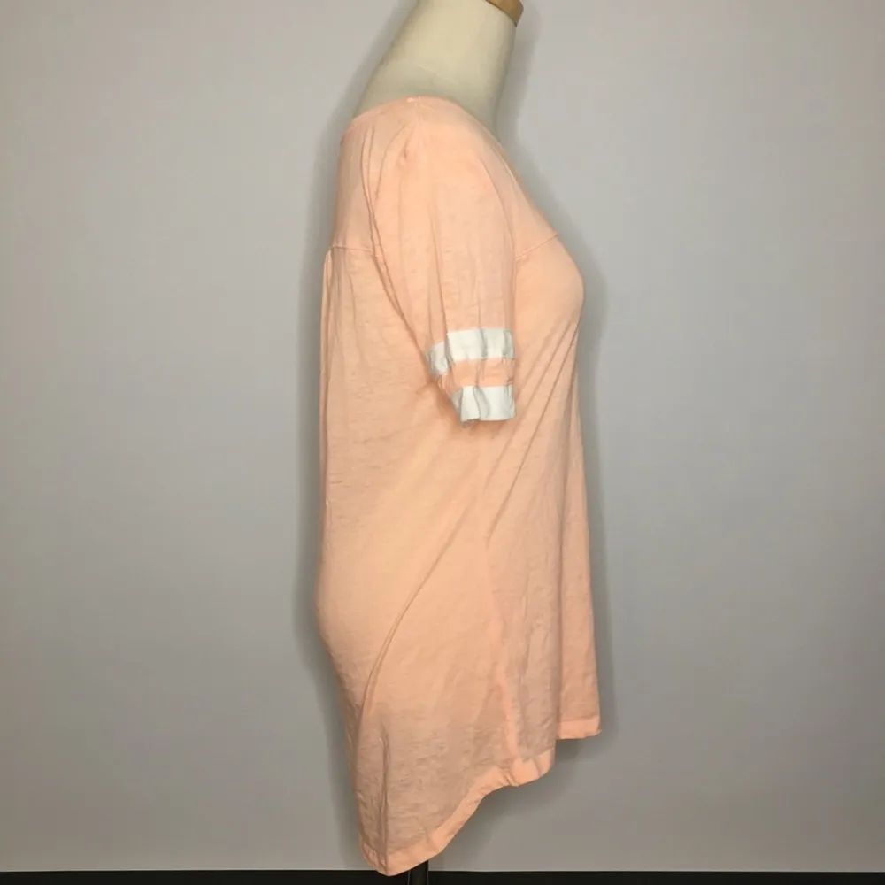 MAURICES Light Orange Peach Varsity V Neck Shirt Small - Image 5