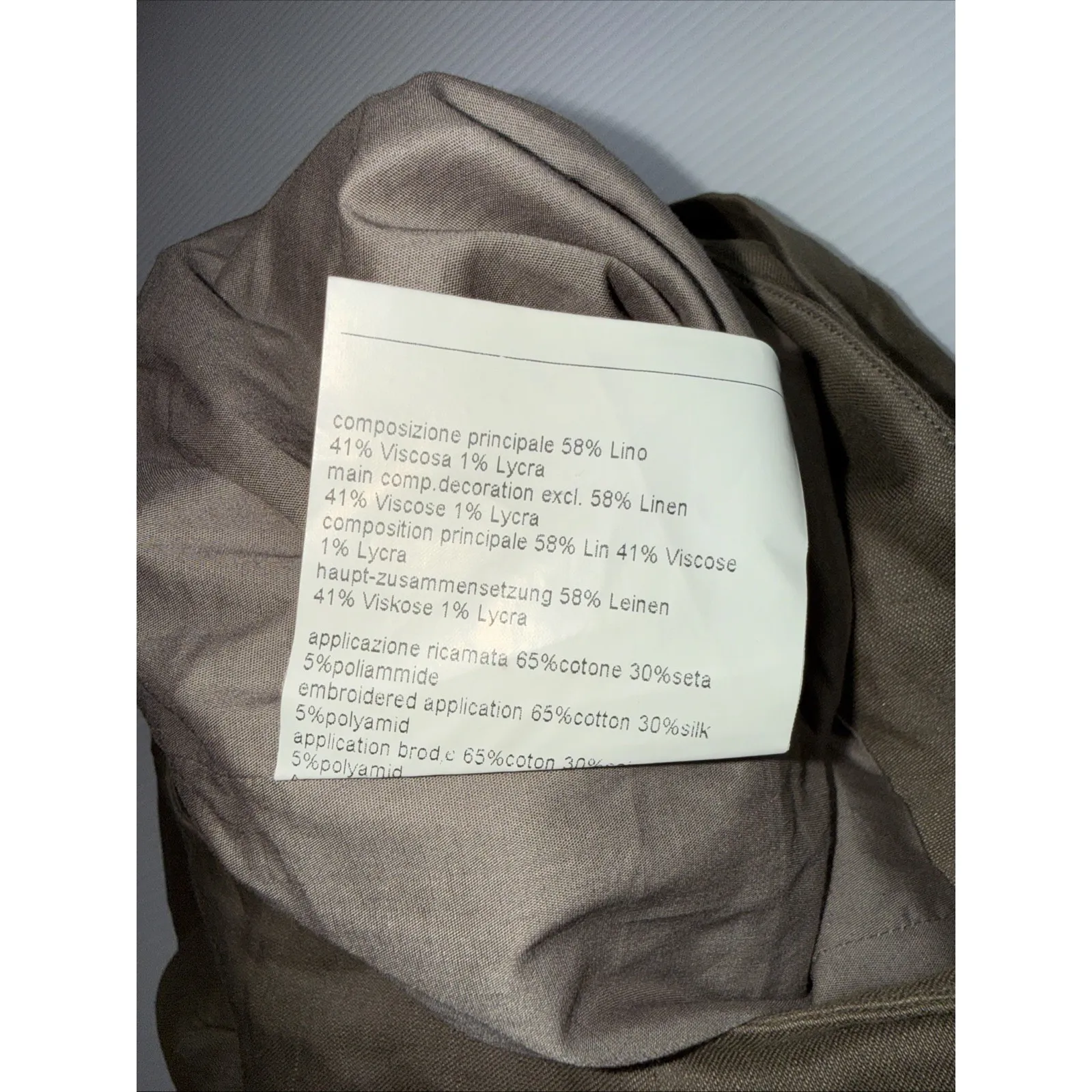 Piazza Sempione Women Green Tan Linen Blend Skirt 42 US 6 Made In Italy - Image 9