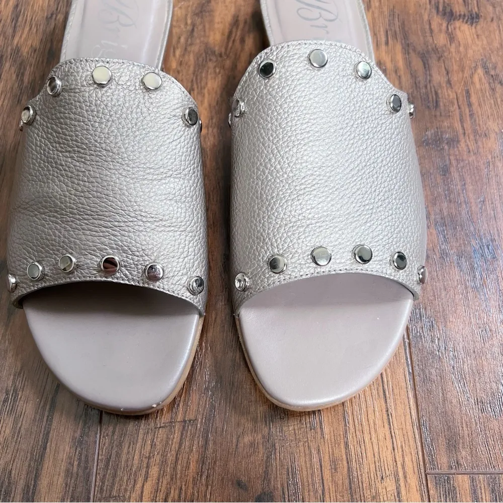 Brighton • Night Sandals leather studded slides Zinc Pearl made in Italy - Image 4