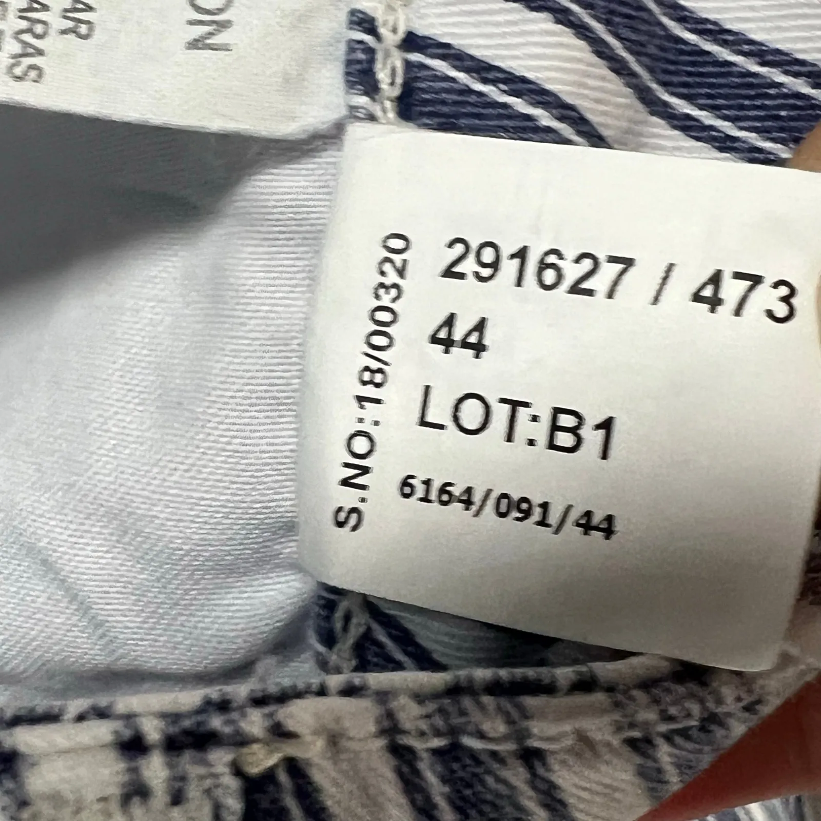 Zara Basic Z1975 Denim Jeans Women 12 Blue White Railroad Stripe Raw Hem Stretch - Image 14