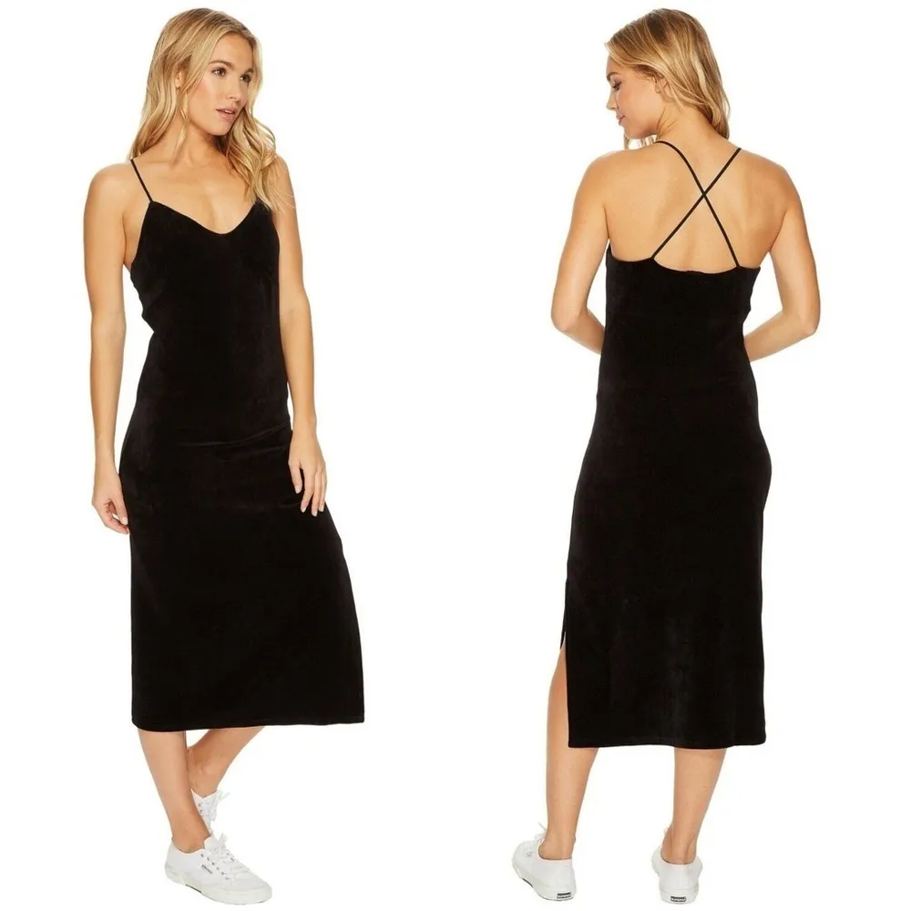 Juicy Couture • Stretch Velour Cross Back Slip Dress midi black velvet strappy - Image 8