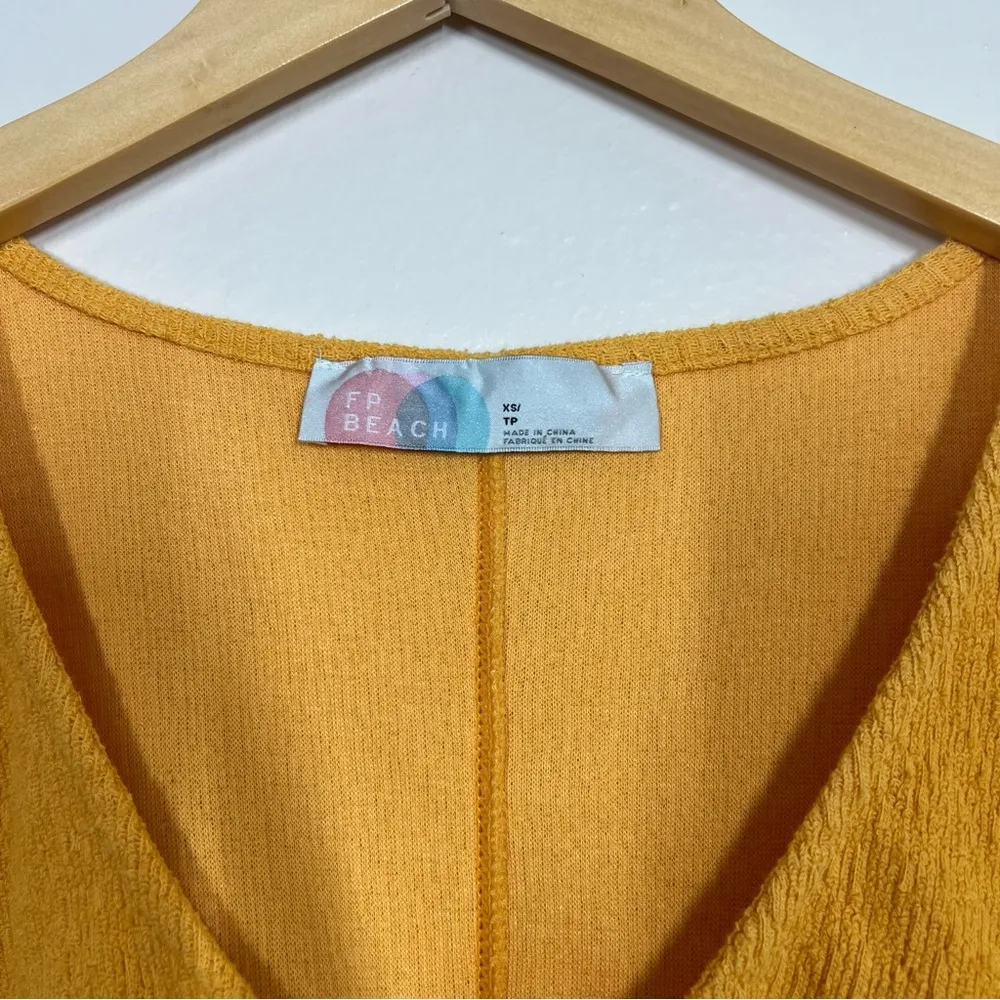 Free People Beach Yellow Textured Cropped Short Sleeve - Image 7