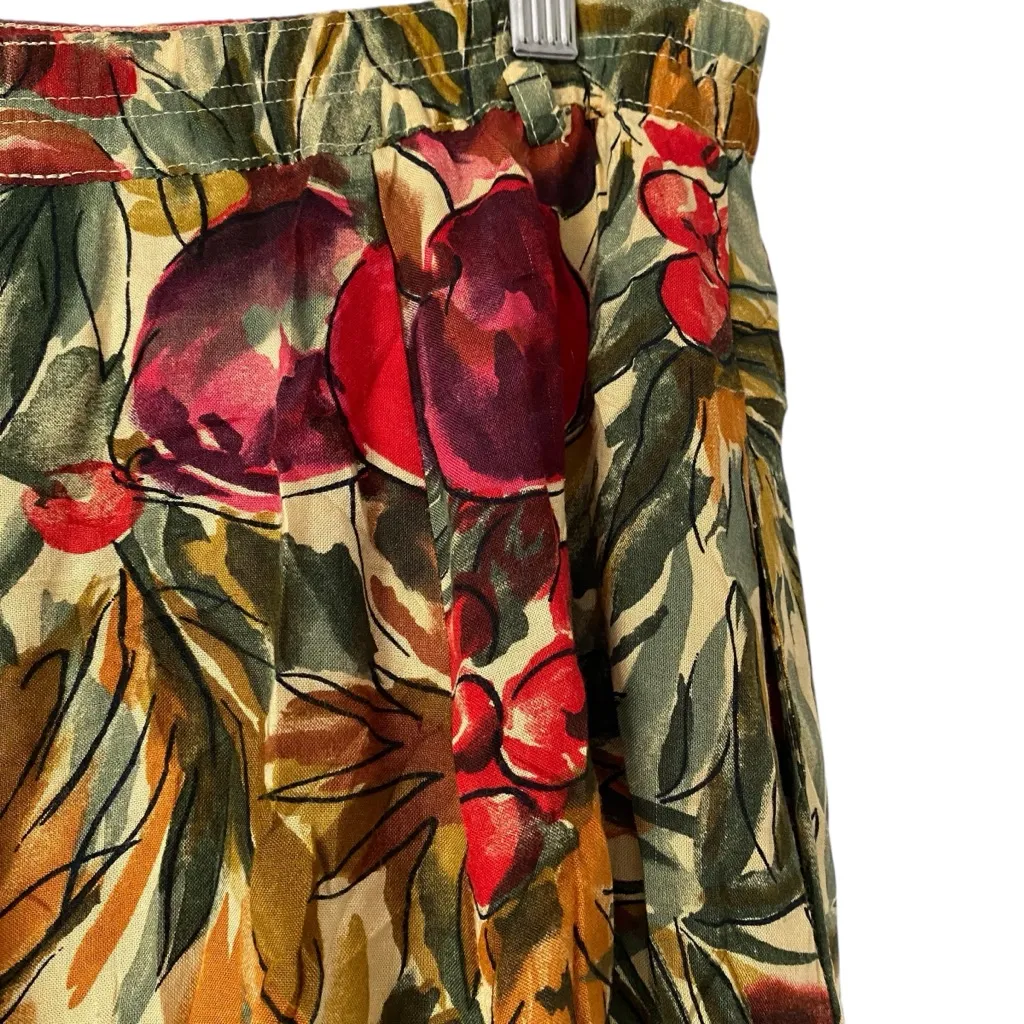 Vintage Banana Republic Safari Travel Fruit Leaves Floral Print Midi Skirt XS - Image 6