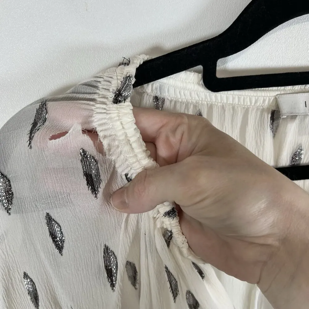 IRO Metallic Rain Drop Print Sheer Blouse Women’s Size 40/large Designer *Flawed - Image 6