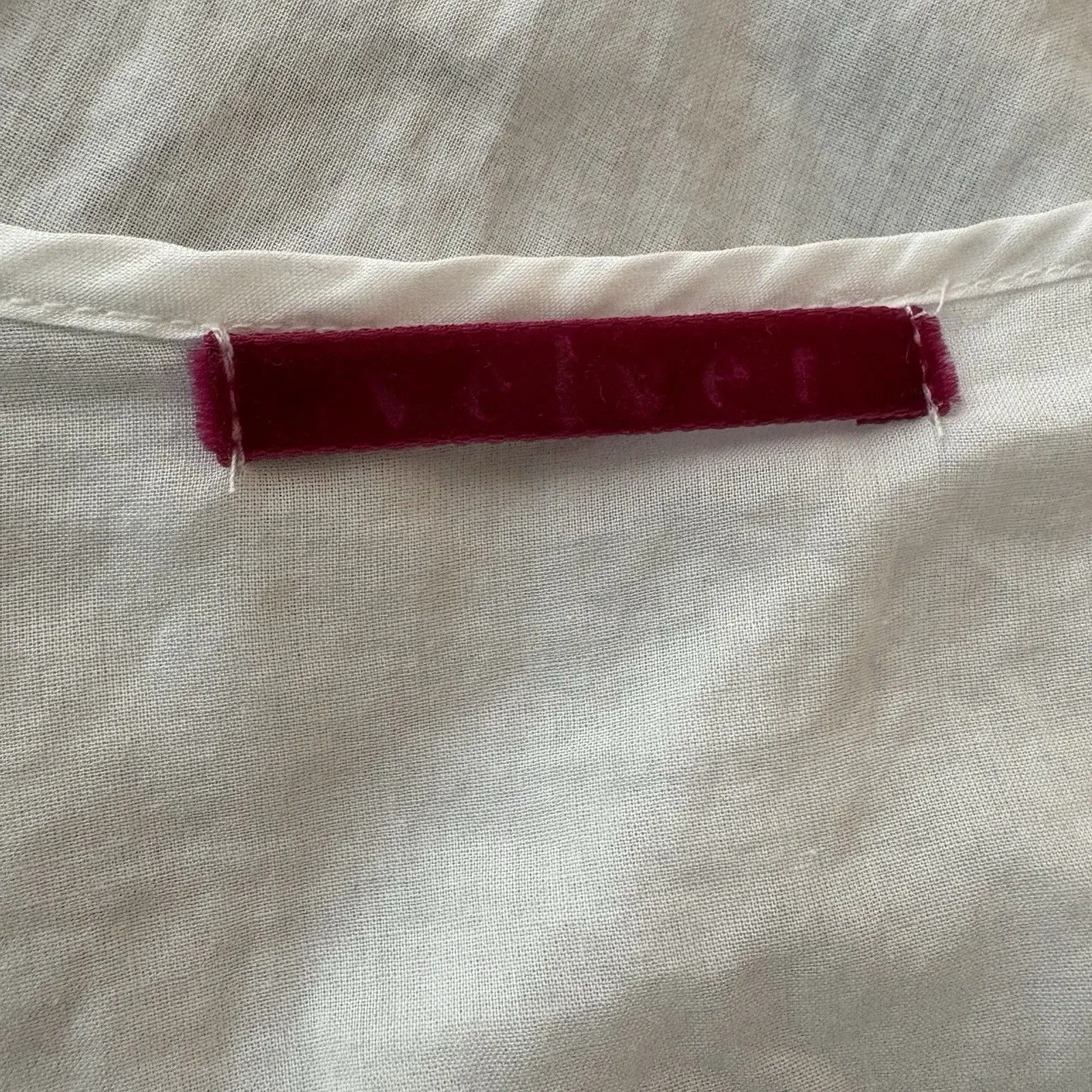 Velvet Lace Sheer White Short Sleeve Square Neck Top Blouse Size Small Womens - Image 6