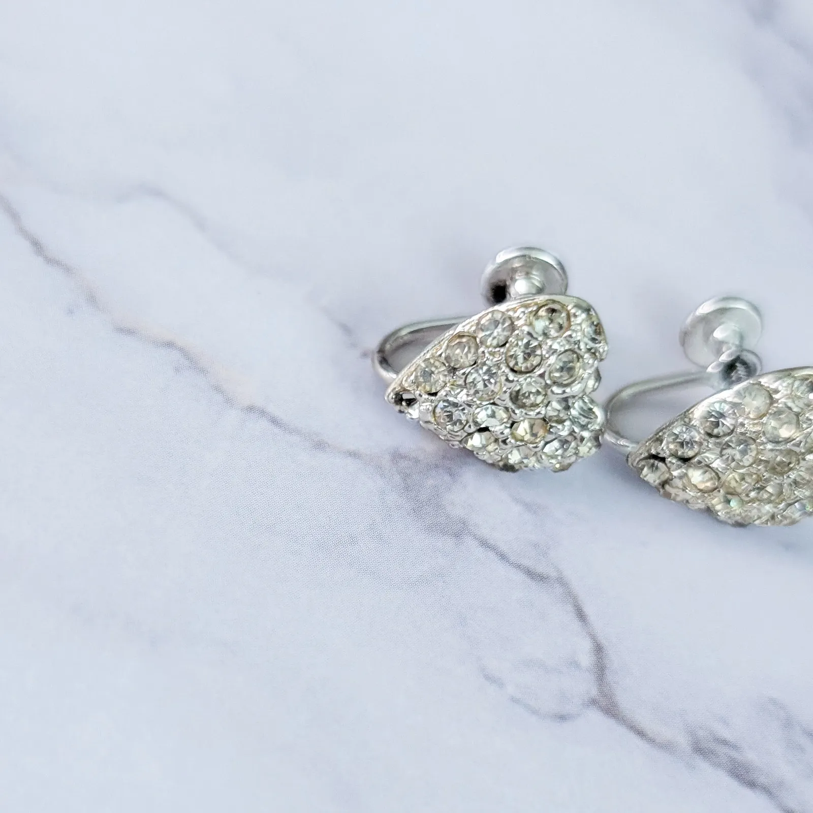 Vintage Screw On Earrings Heart Shape - Image 6