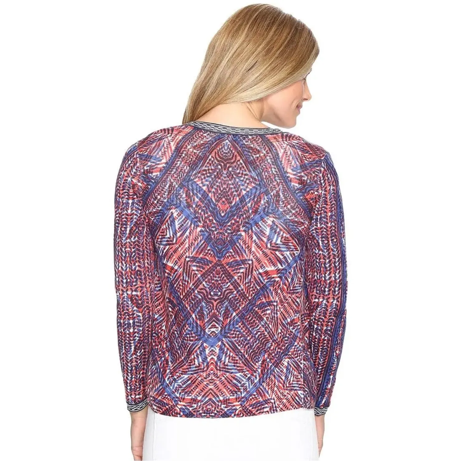 Nic + Zoe Picasso Linen Blend Cardigan Sz LP Multi Open Front‎ Lightweight Artsy - Image 12