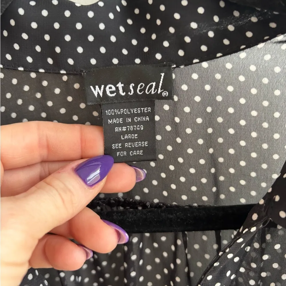 Wet Seal VINTAGE 90’s Sheer Polka‎ Dot Sleeveless Blouse large layered timeless - Image 3