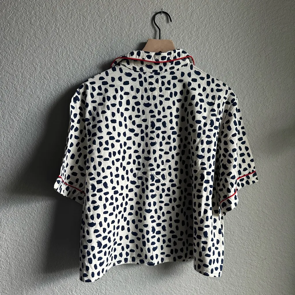 🤍Aerie Navy and White Print Button Up Pajama Top - Image 8