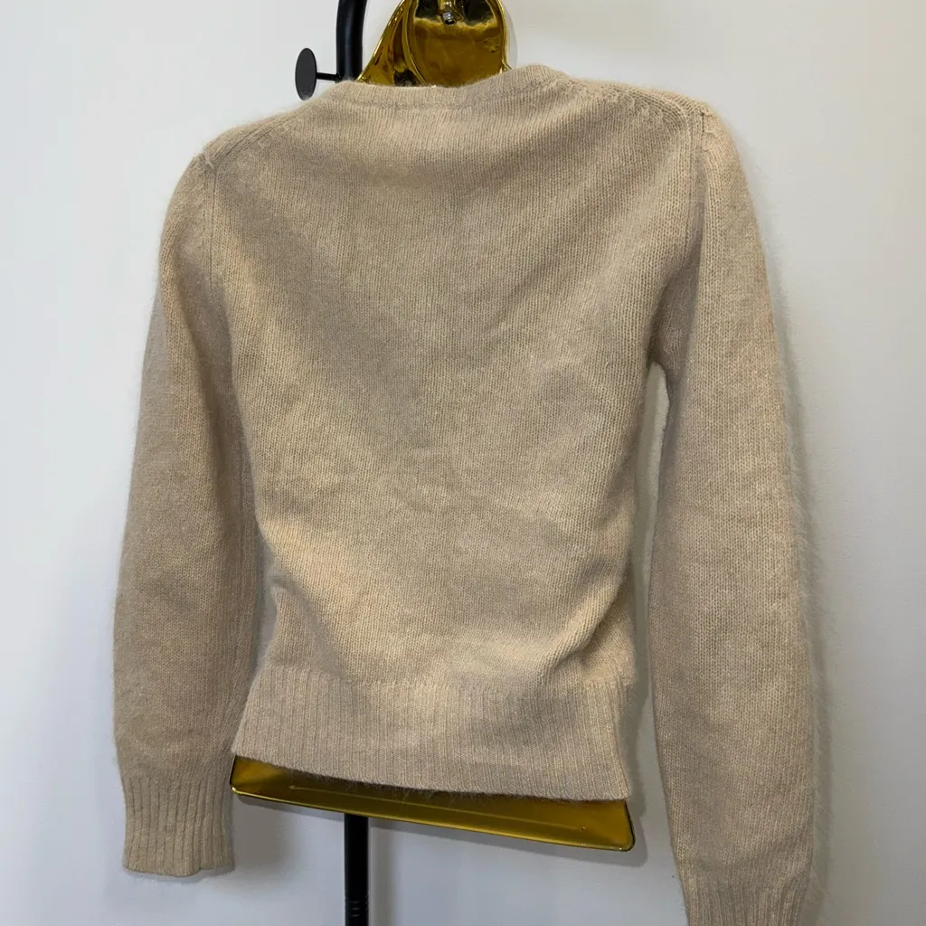 PWR Exclusively Rare Vintage Lambswool Angora blend sweater S Made in Hong Kong Tan - Image 5