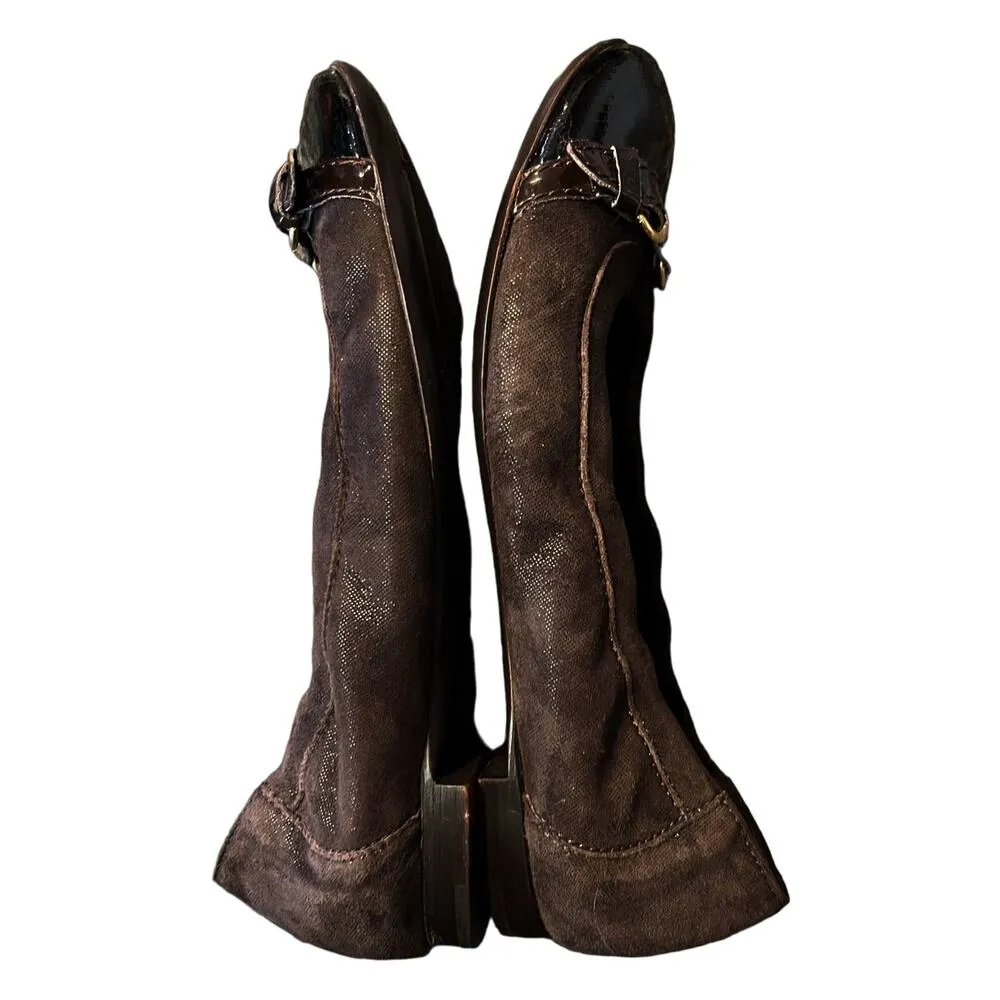 AGL Ballet Flats Brown Monika Cap Toe Suede Patent Leather Shoes Buckle 36 EUC Size 5.5 - Image 5