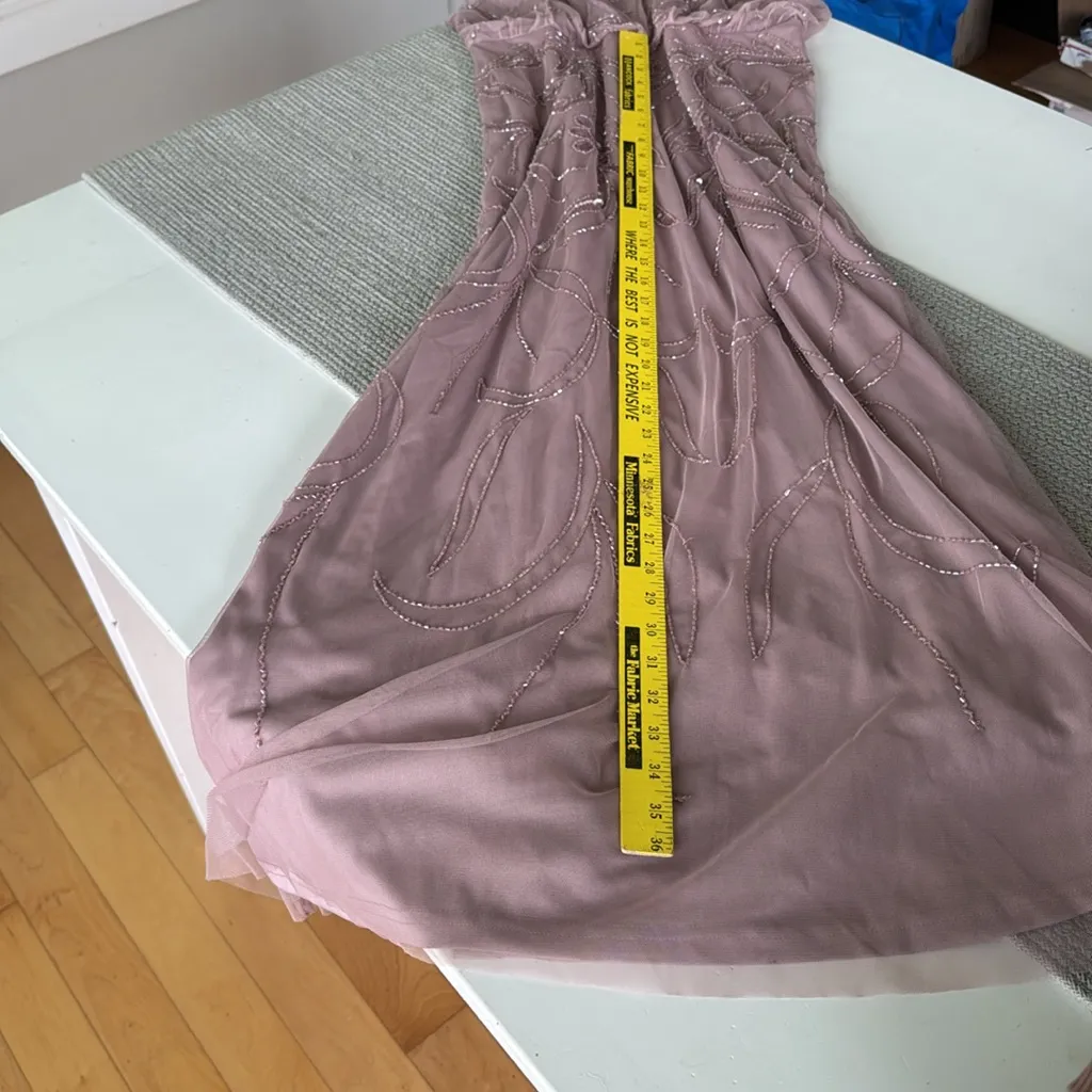 Adrianna Papell Dusted Petal Beaded Blouson Spaghetti Strap Gown Dress 10 Petite - Image 11