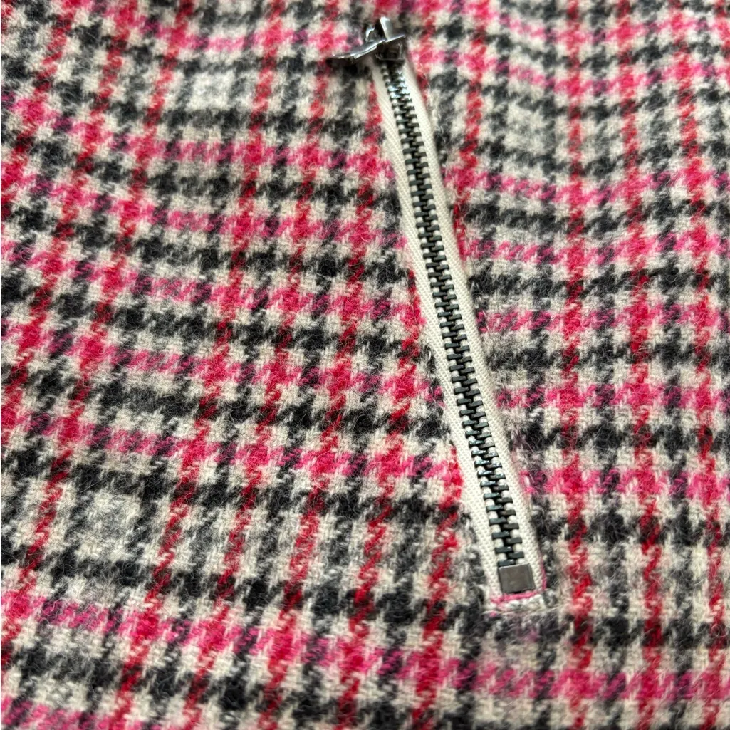 Talbots Plaid Wool Blend A~Line Skirt Sz 2 Zipper Pockets Lined High Waist Pink - Image 4