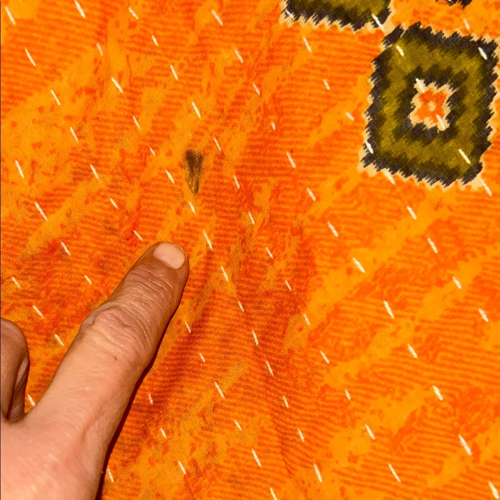 Kantha Bae Orange and Green Patterned kimono Size XL - Image 6