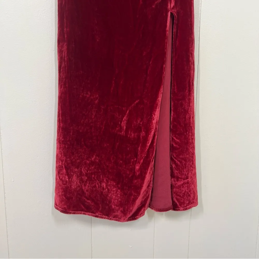Reformation Red Velvet Ariana Midi Dress - Image 5