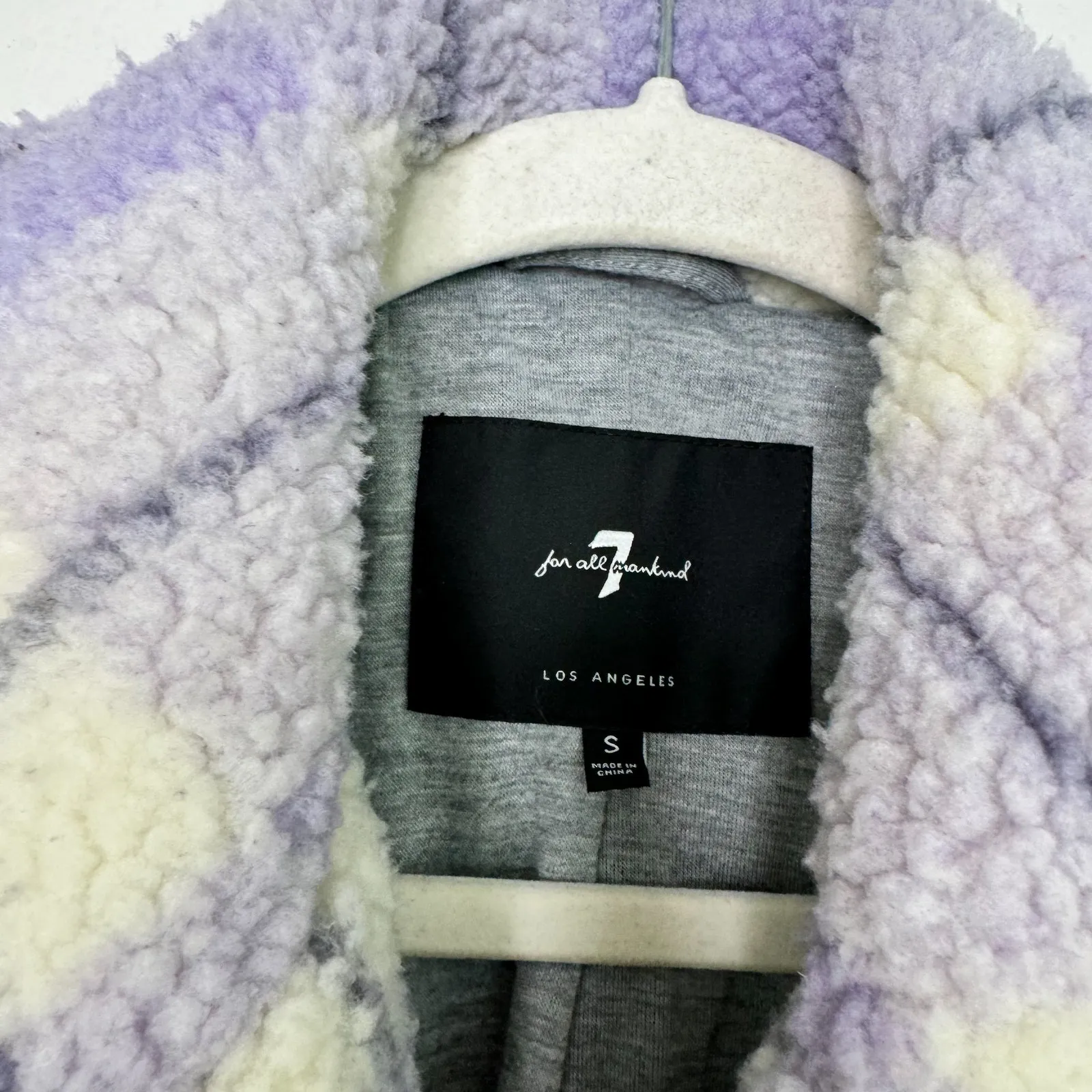 7 For All Mankind Lilac Plaid Sherpa Jacket - Image 6