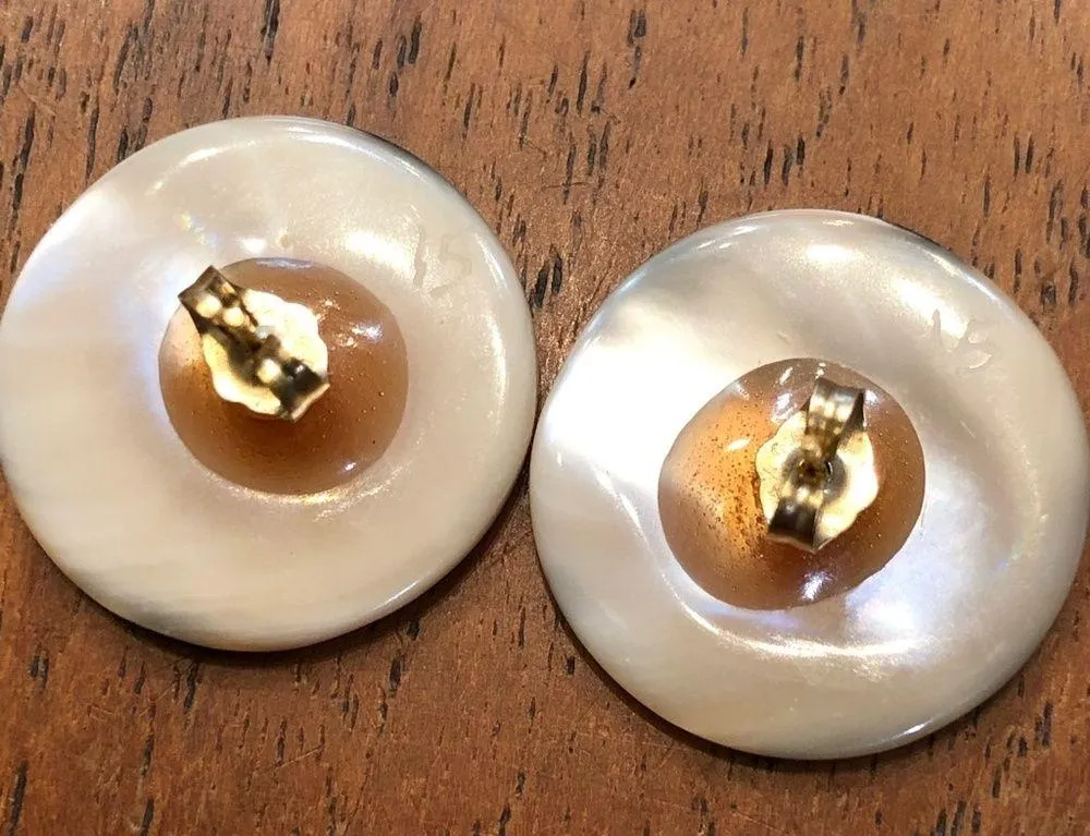 White/Brown Tortoise Shell Earrings set in 14k GF - Image 5