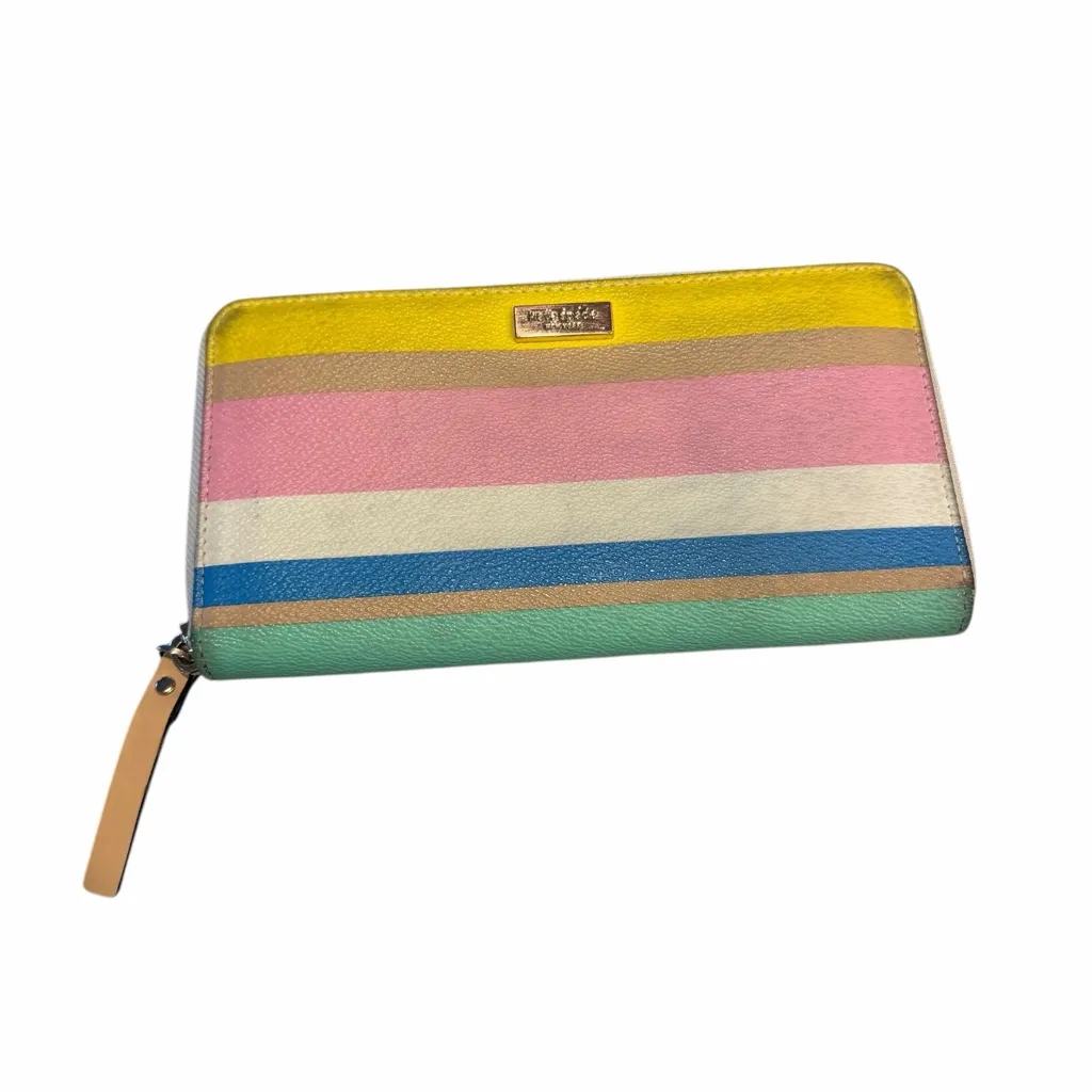 Kate Spade Rainbow Stripe Zip Around Wallet Leather Multicolor - Image 3