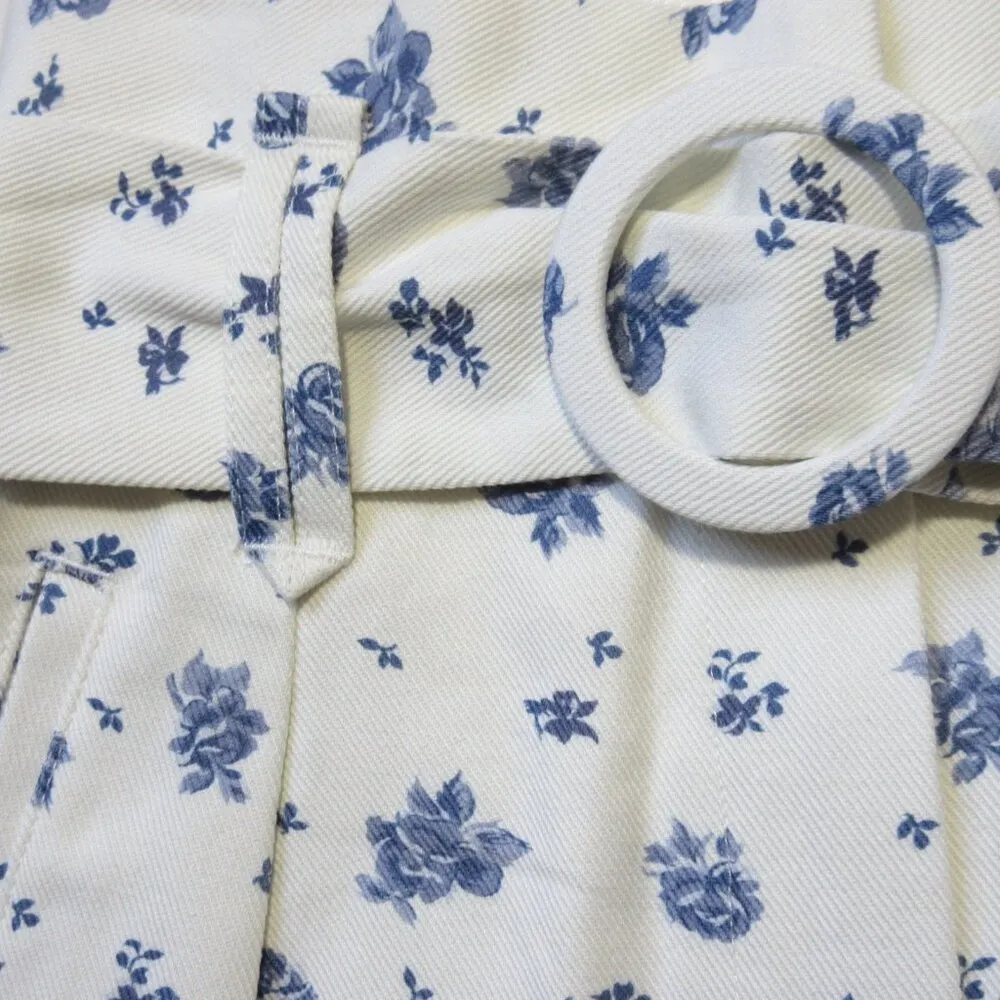 NWT Sezane Deia Short in Blue Rose Floral Heavy Cotton Pleated Shorts 34 / 2 - Image 6