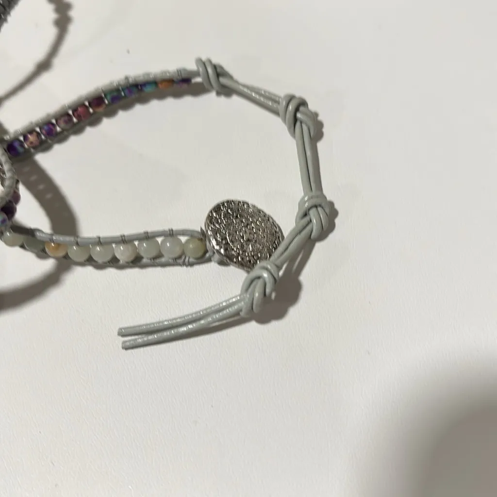 Bohemian Beaded and Faux Turquoise Healing Wrap Bracelet - Image 2