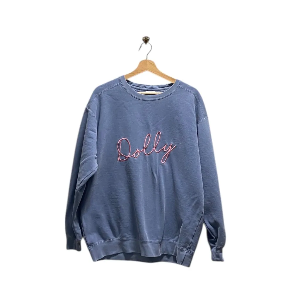 Comfort Colors  Dolly Parton Embroidered Sweatshirt Blue Size L - Image 2