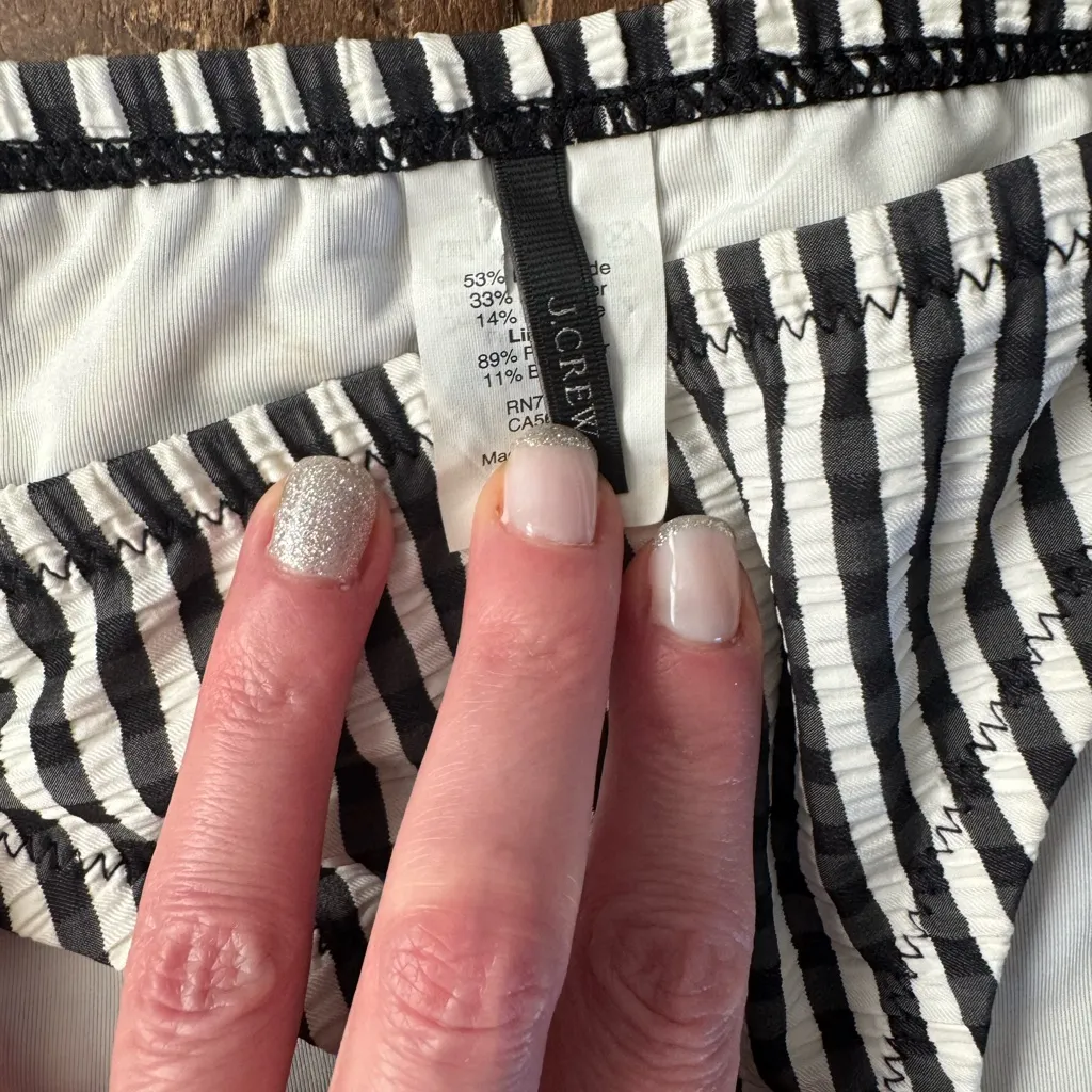 J. Crew Black & White Seersucker Bandeau top and hipster bottoms - Image 3