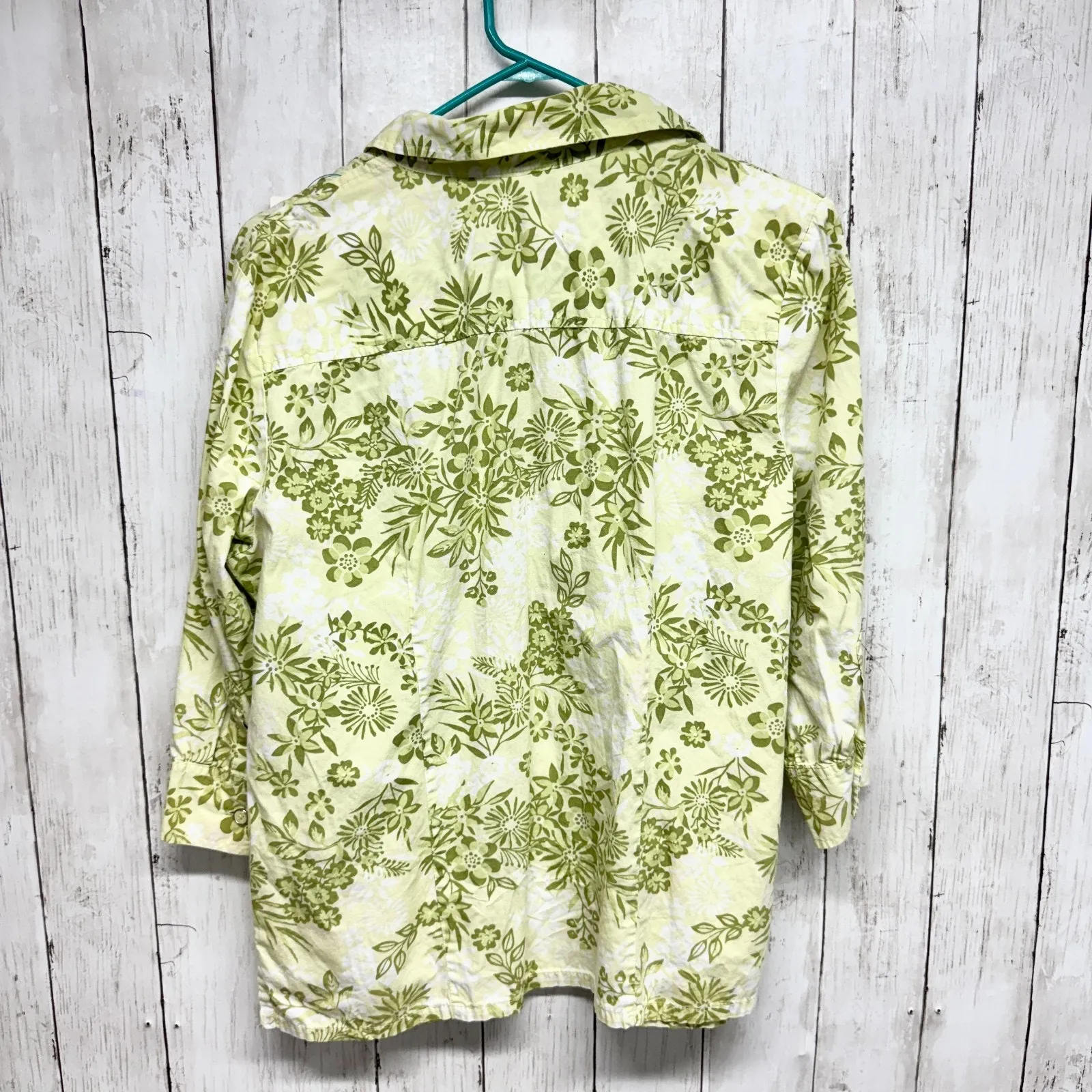 Karen Scott Shirt Women Chest 40" Floral Collared Button Front 3/4 Sleeve Blouse - Image 6