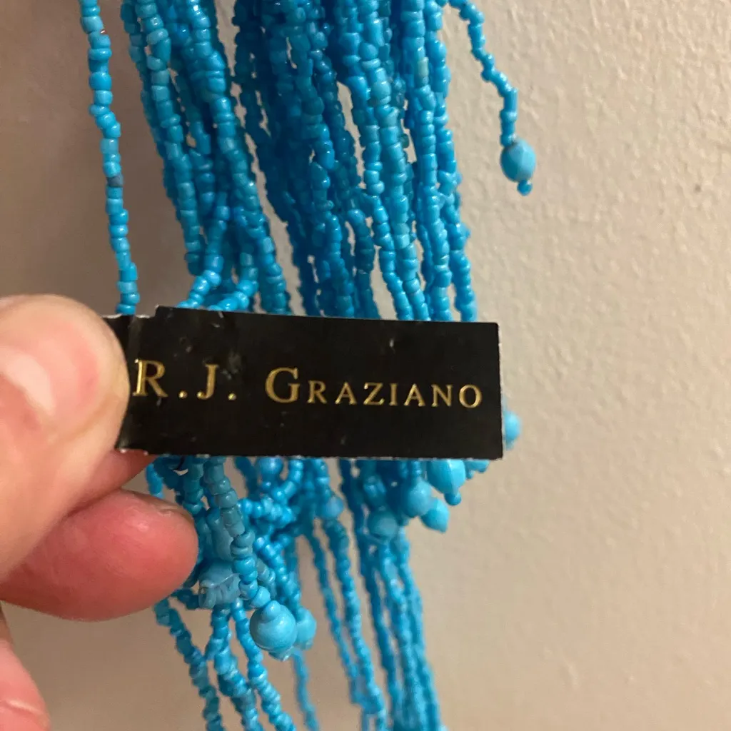 RJ Graziano Multi Strand Necklace 50” Faux Turquoise Nugget Beads New NWT Blue - Image 5