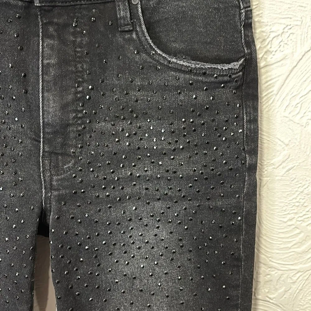 KUT from the Kloth Black Rhinestone Rachael Fab Ab High Waist Ankle Mom Jeans 4 - Image 4