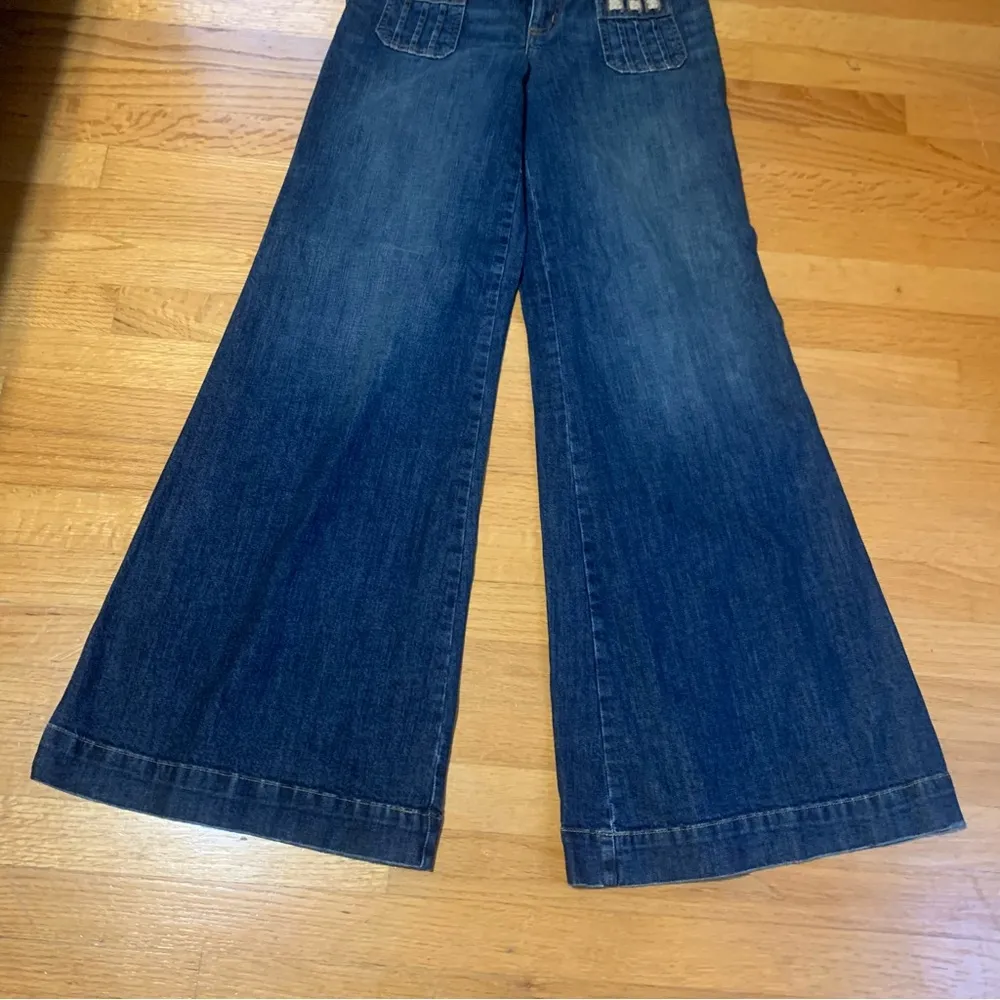 Juicy Couture Pam Gela Super Wide Leg Braided Patch Jeans Black Tulip Women's 28 - Image 2