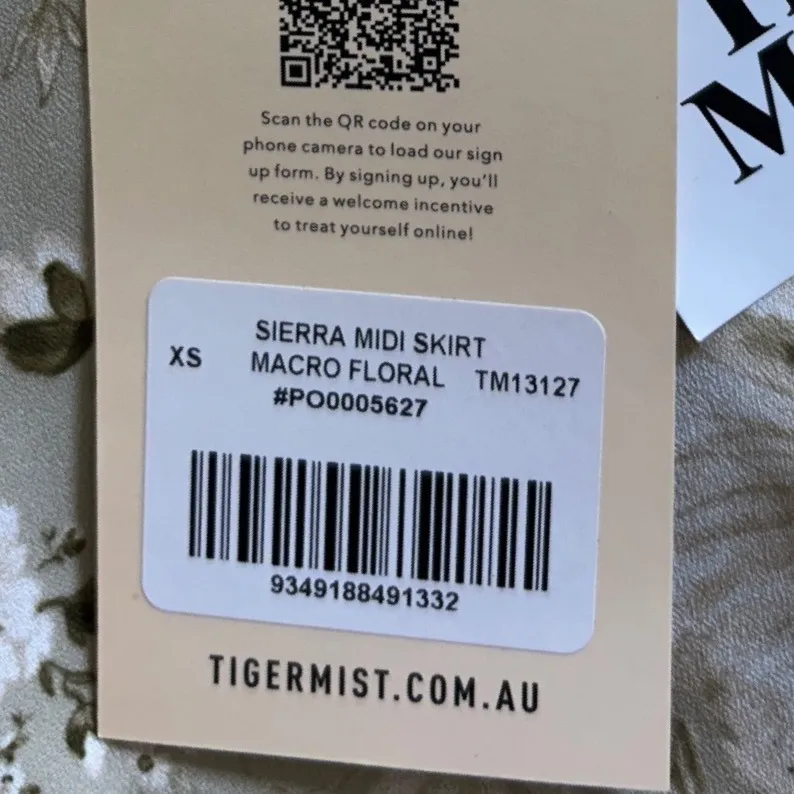 Tiger Mist Sierra Midi Skirt Macro Floral Print Grandmacore Cottage Neutral XS - Image 5
