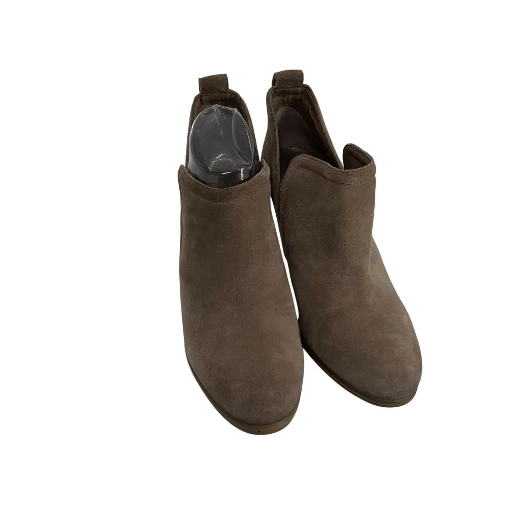 Vince Camuto Francia Suede Bootie Taupe Stacked Block Heel 8.5  Ankle Boots - Image 6