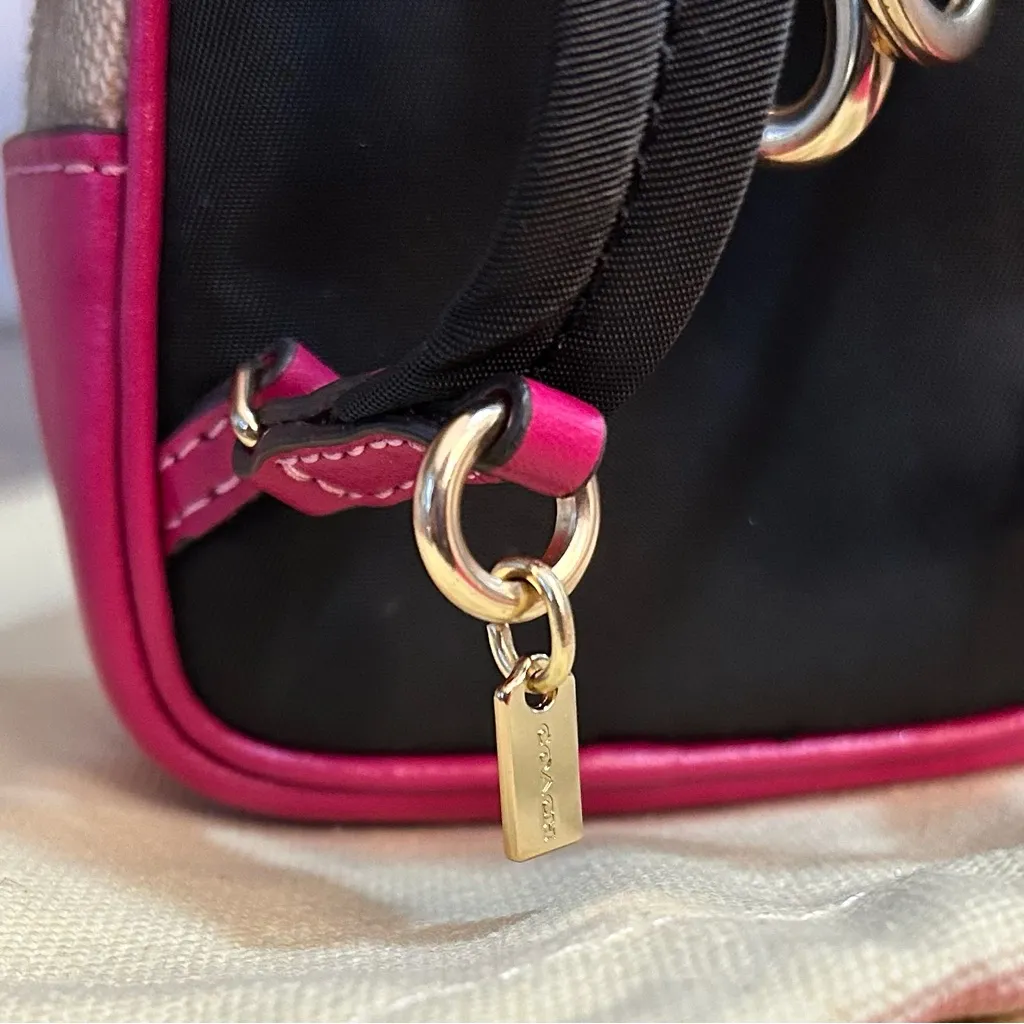 Coach Fuchsia and Beige Mini Backpack Bag - Image 7