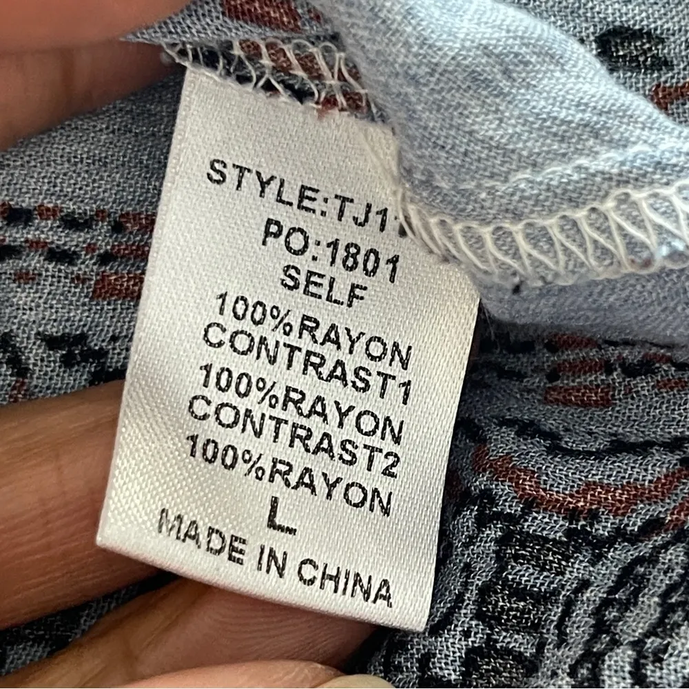 GIGIO | Mixed Print Bat Sleeve Boho Tunic Top Sz L Size L - Image 11