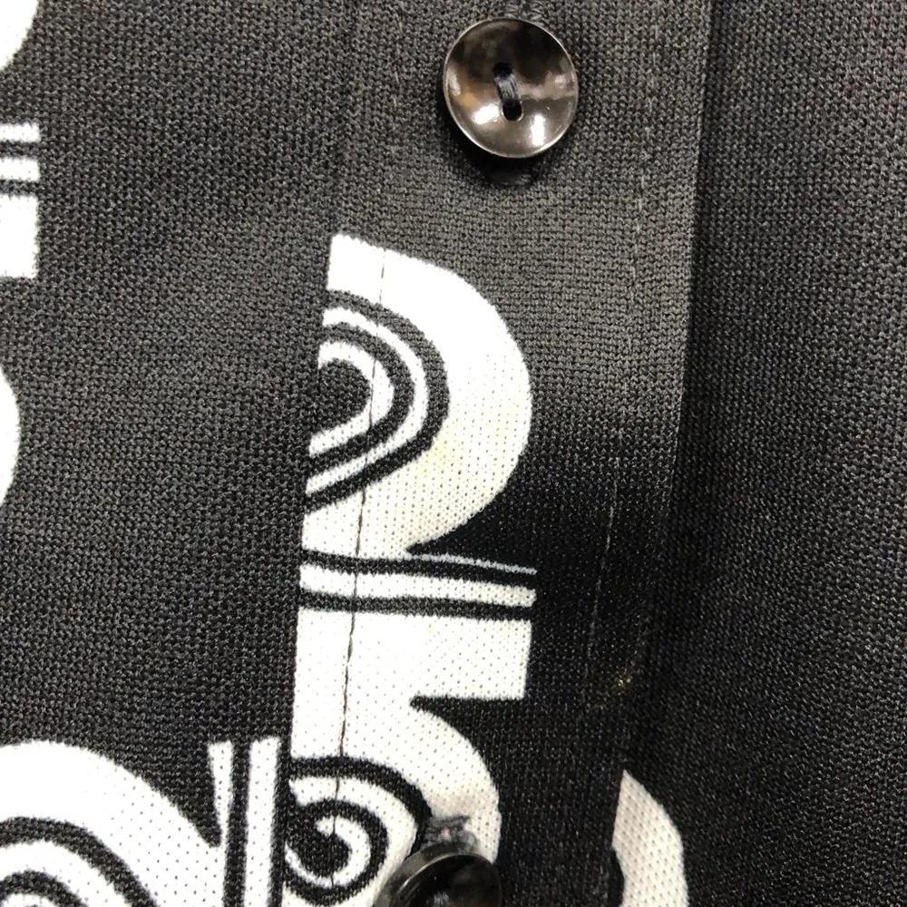 Vintage shirt dress made in California geometric black white long sleeve Size 10 - Image 11