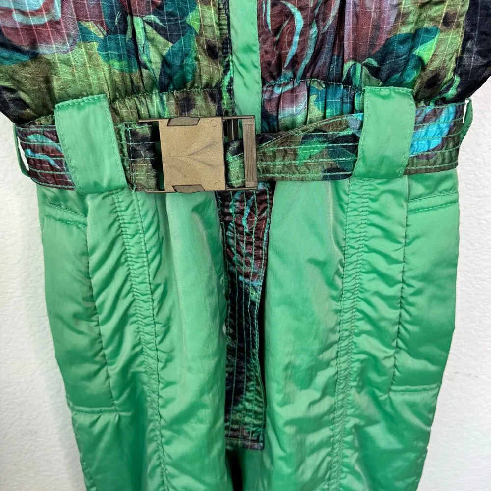 Vintage Skila Retro 80's Ski Suit Snowsuit One Piece Lion Motif Womens Size 6 Green - Image 7