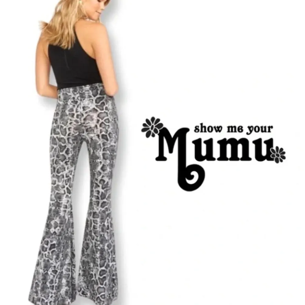 NWT Show Me Your Mumu SMYMM Barney Bells Python Flare Pants - Image 9