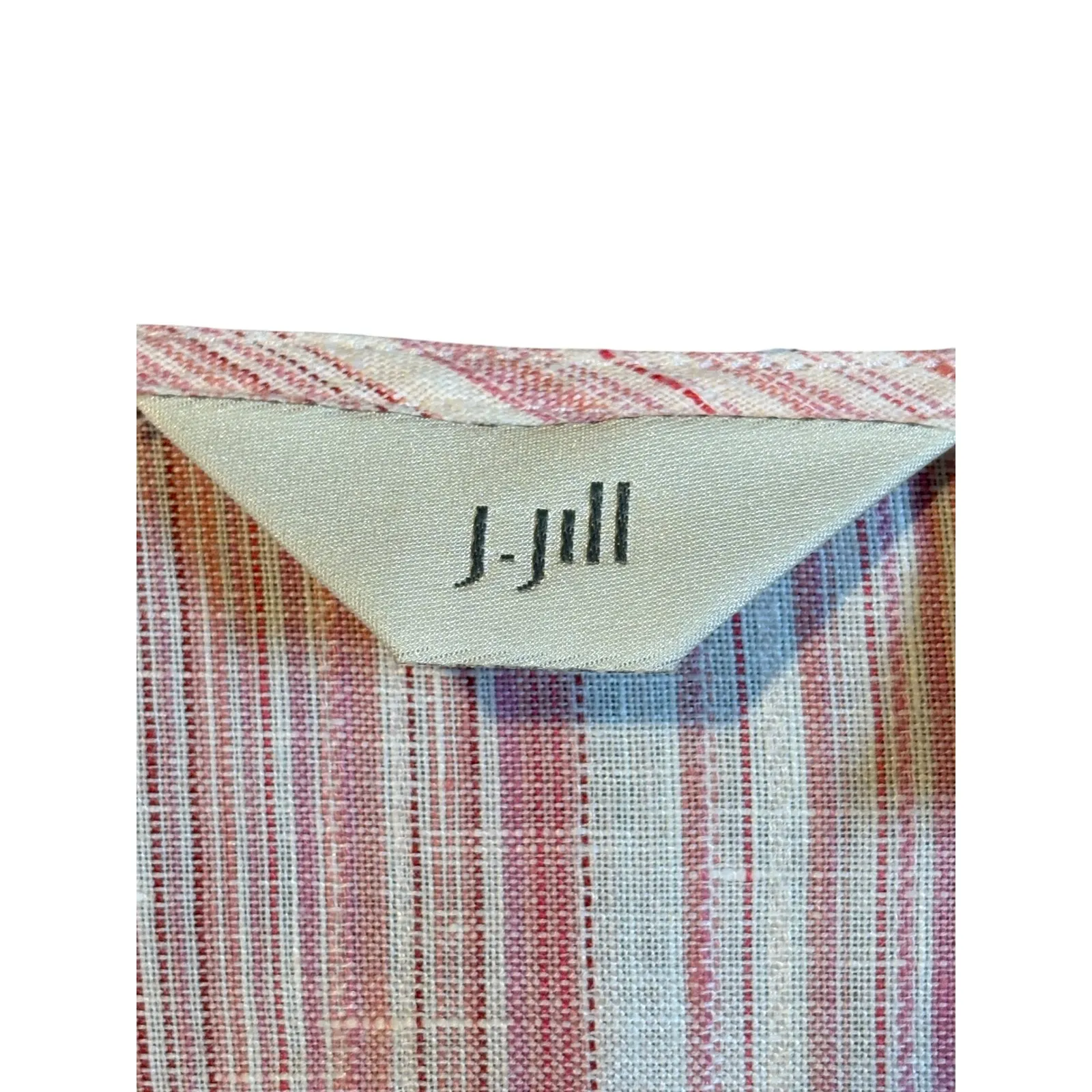 J Jill Linen Striped V Neck Button Up‎ Long Sleeve Shirt Top Women Size Medium - Image 7