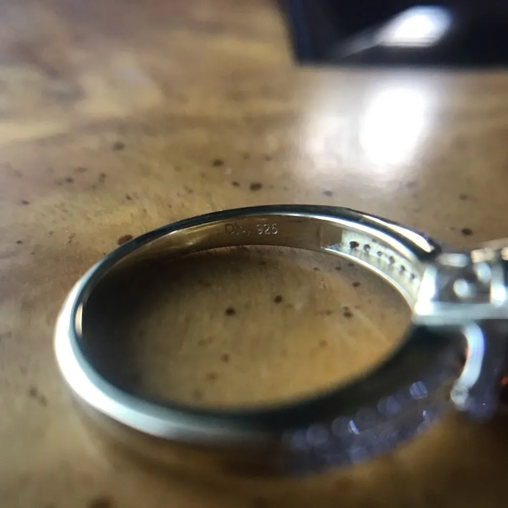 Natural Brazilian Cherry Citrine Sterling Silver Yellow Gold Vermeil Ring Size 9 Orange - Image 4