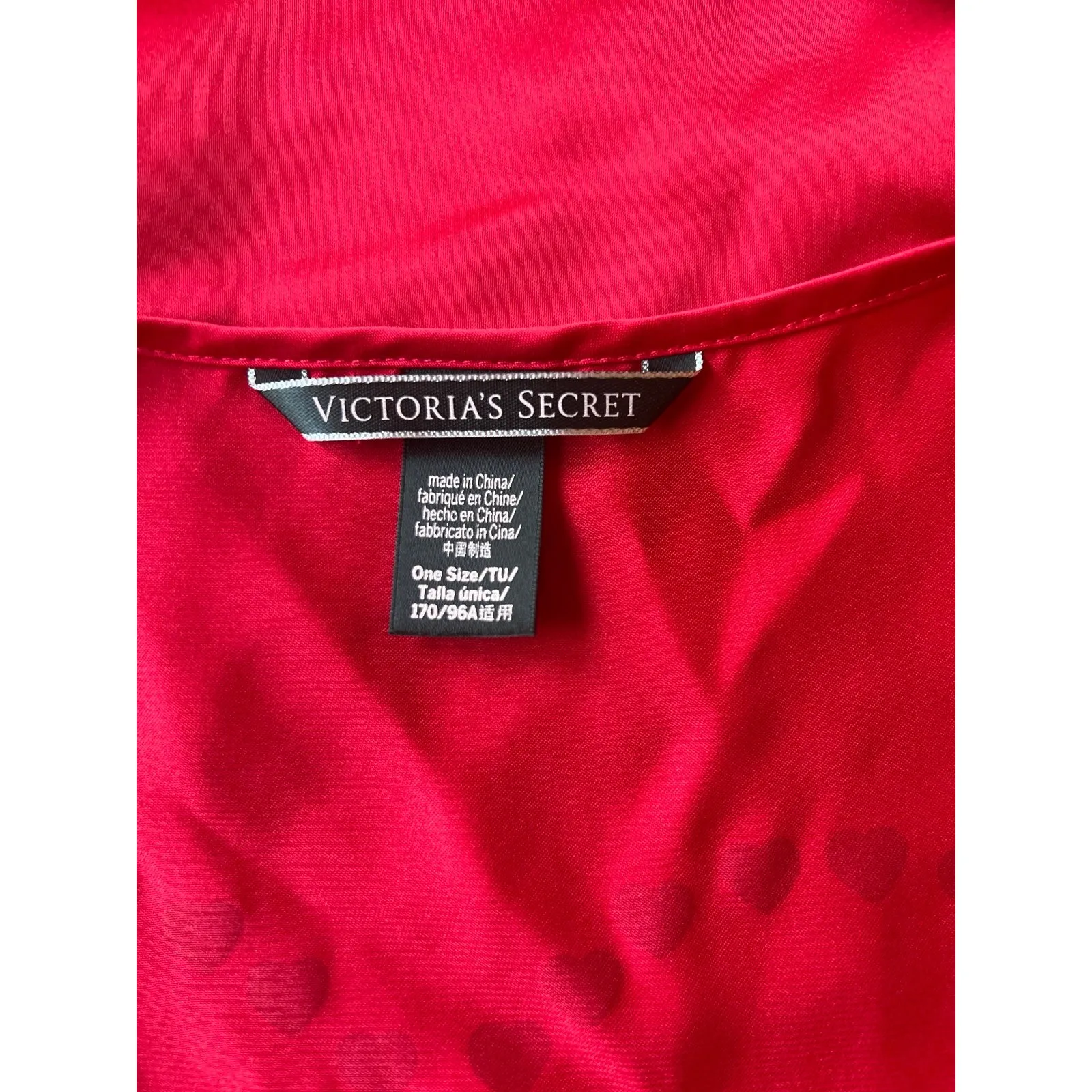 Victoria's Secret Red‎ Love Short Sleeve Satin Robe - Image 8