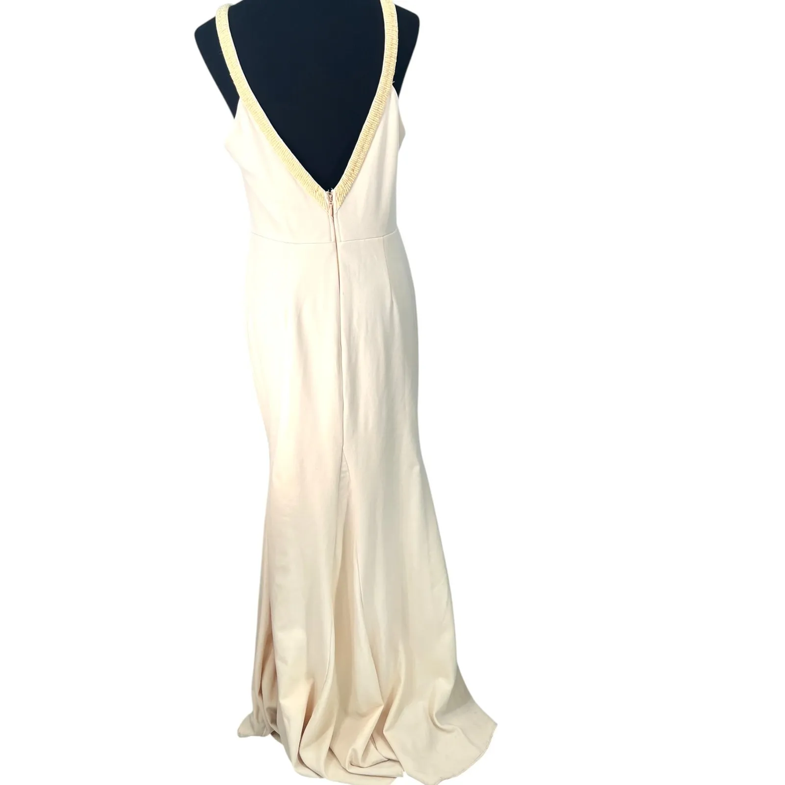 LULU's | XL |  Infinite Glory Maxi Dress Beaded Butter Yellow Long Formal V Neck - Image 3